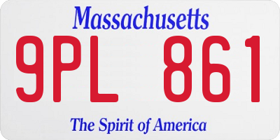 MA license plate 9PL861