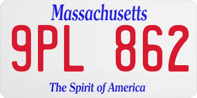 MA license plate 9PL862