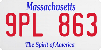 MA license plate 9PL863