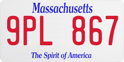MA license plate 9PL867