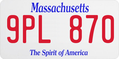 MA license plate 9PL870