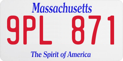 MA license plate 9PL871