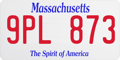 MA license plate 9PL873
