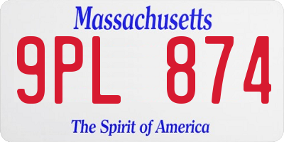 MA license plate 9PL874