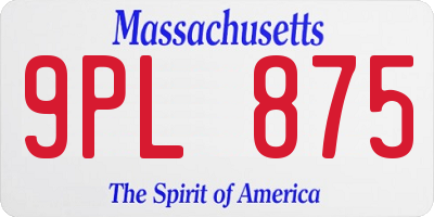 MA license plate 9PL875