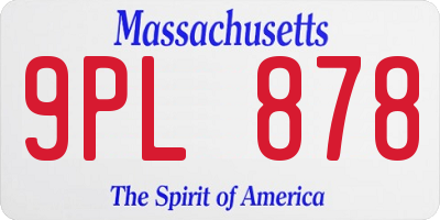 MA license plate 9PL878