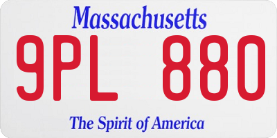 MA license plate 9PL880