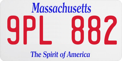 MA license plate 9PL882