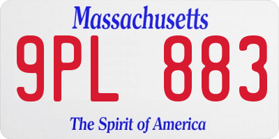 MA license plate 9PL883