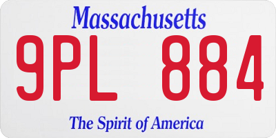 MA license plate 9PL884