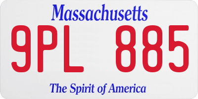 MA license plate 9PL885
