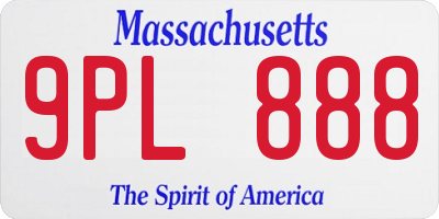MA license plate 9PL888