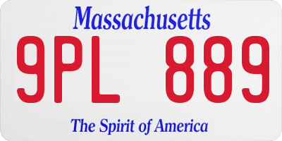 MA license plate 9PL889