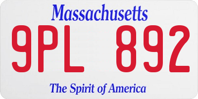MA license plate 9PL892