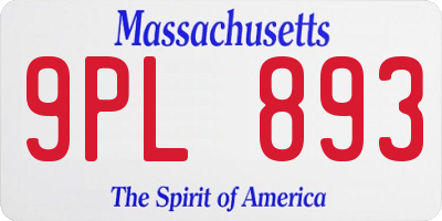 MA license plate 9PL893