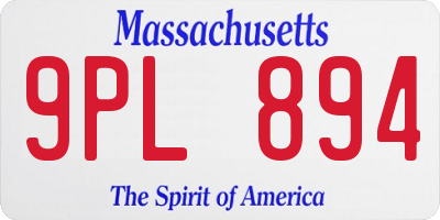 MA license plate 9PL894