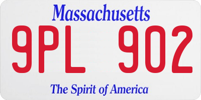MA license plate 9PL902