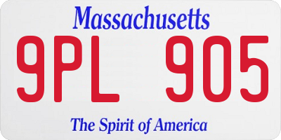 MA license plate 9PL905