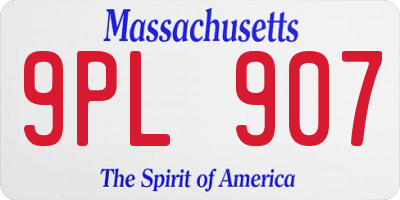 MA license plate 9PL907