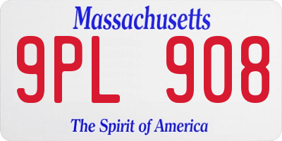 MA license plate 9PL908
