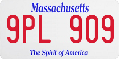 MA license plate 9PL909