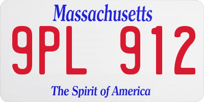 MA license plate 9PL912
