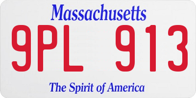 MA license plate 9PL913