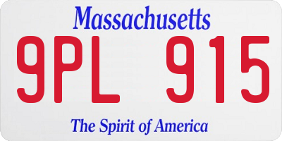 MA license plate 9PL915