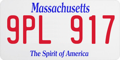 MA license plate 9PL917