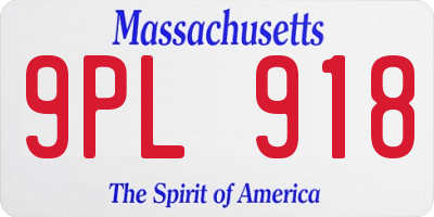 MA license plate 9PL918