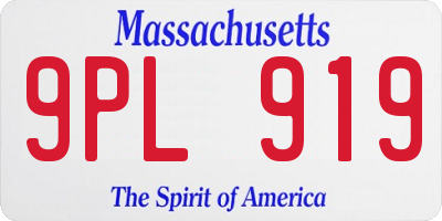 MA license plate 9PL919
