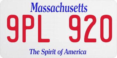 MA license plate 9PL920