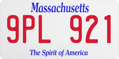 MA license plate 9PL921