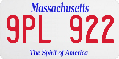 MA license plate 9PL922