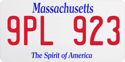 MA license plate 9PL923