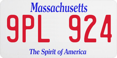 MA license plate 9PL924