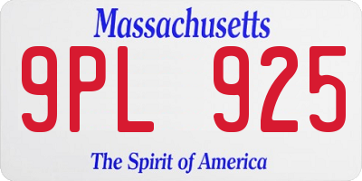 MA license plate 9PL925