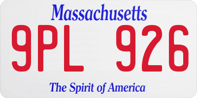 MA license plate 9PL926