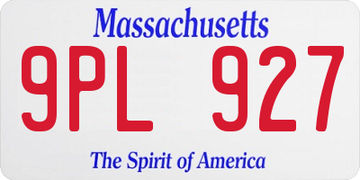 MA license plate 9PL927