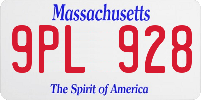 MA license plate 9PL928