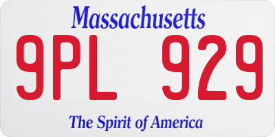 MA license plate 9PL929