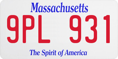 MA license plate 9PL931