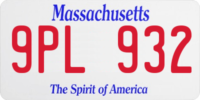 MA license plate 9PL932