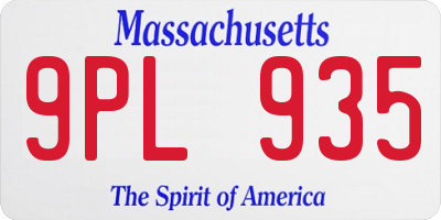 MA license plate 9PL935
