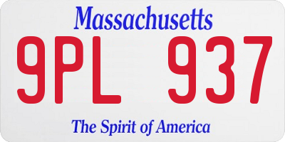 MA license plate 9PL937