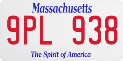 MA license plate 9PL938