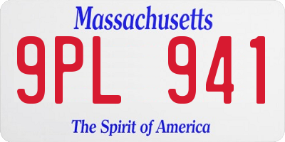 MA license plate 9PL941