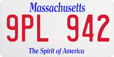 MA license plate 9PL942