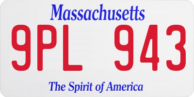 MA license plate 9PL943