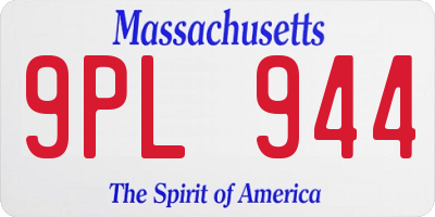 MA license plate 9PL944
